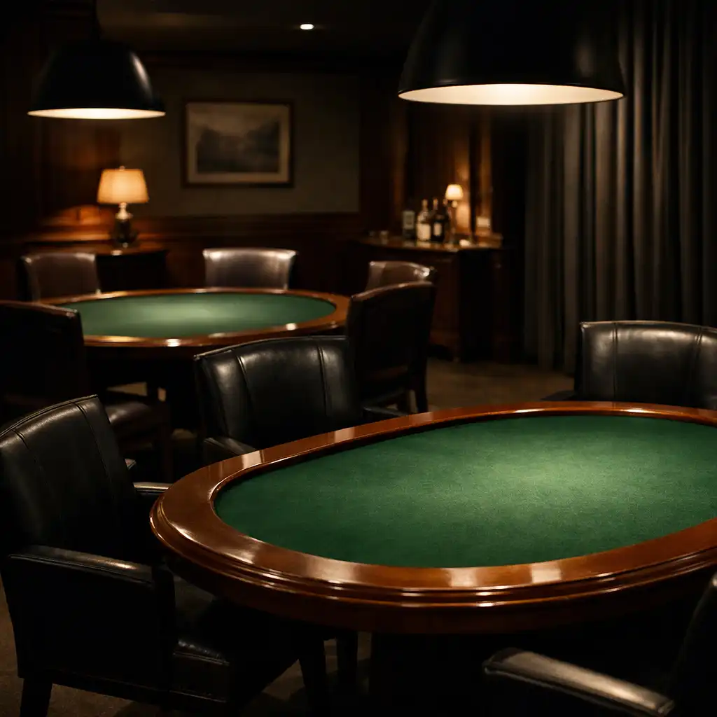 Salle de poker élégante et discrète en intérieur
